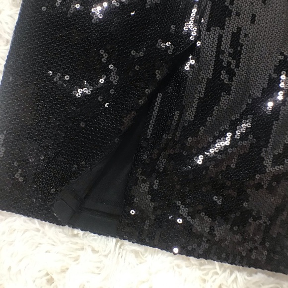 Olsenboye | Black sequin lined pencil skirt | Sz 7 - Picture 3 of 6